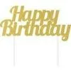 AMSCAN Cake Topper Happy Birthday Gold Glittered