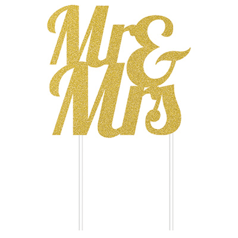 AMSCAN Cake Topper Mr & Mrs Gold Glittered 1 AMSCAN Cake Topper Mr & Mrs Gold Glittered