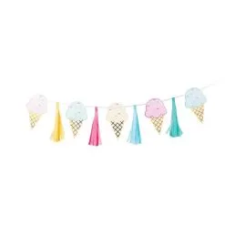 AMSCAN Ice Cream Party Decor Tassel Ribbon Banner & Foil 20cm X 1.4m