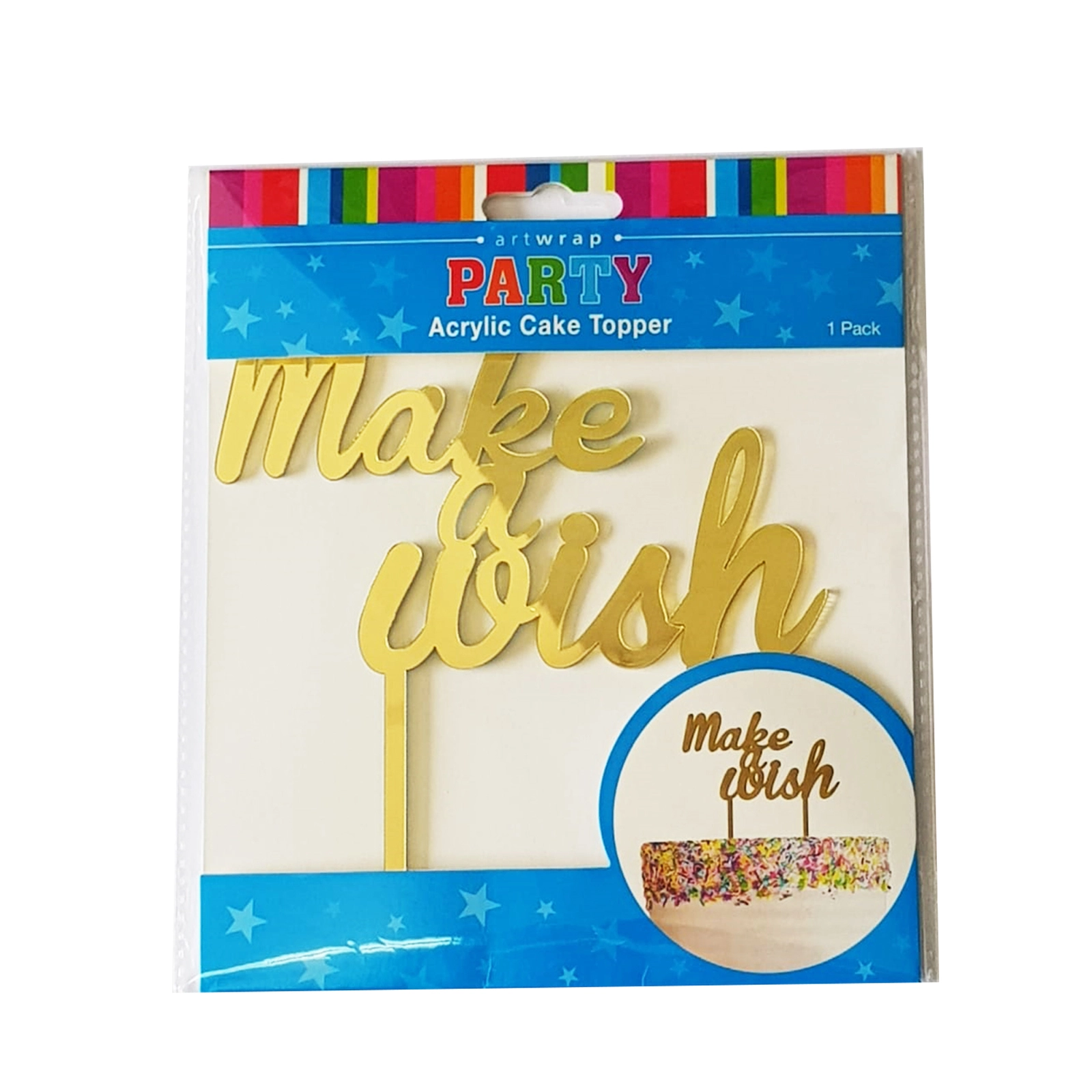 Artwrap Make A Wish Acrylic Cake Topper 2 Artwrap Make A Wish Acrylic Cake Topper - Image 2
