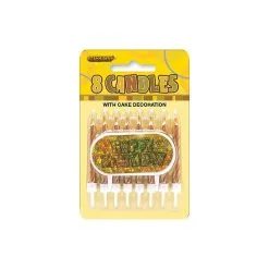 Unique Glitz Candles With Happy Birthday Decoration - Gold 8 Pack