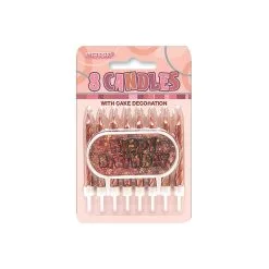 Unique Glitz Candles With Happy Birthday Decoration- Rose Gold 8 Pack