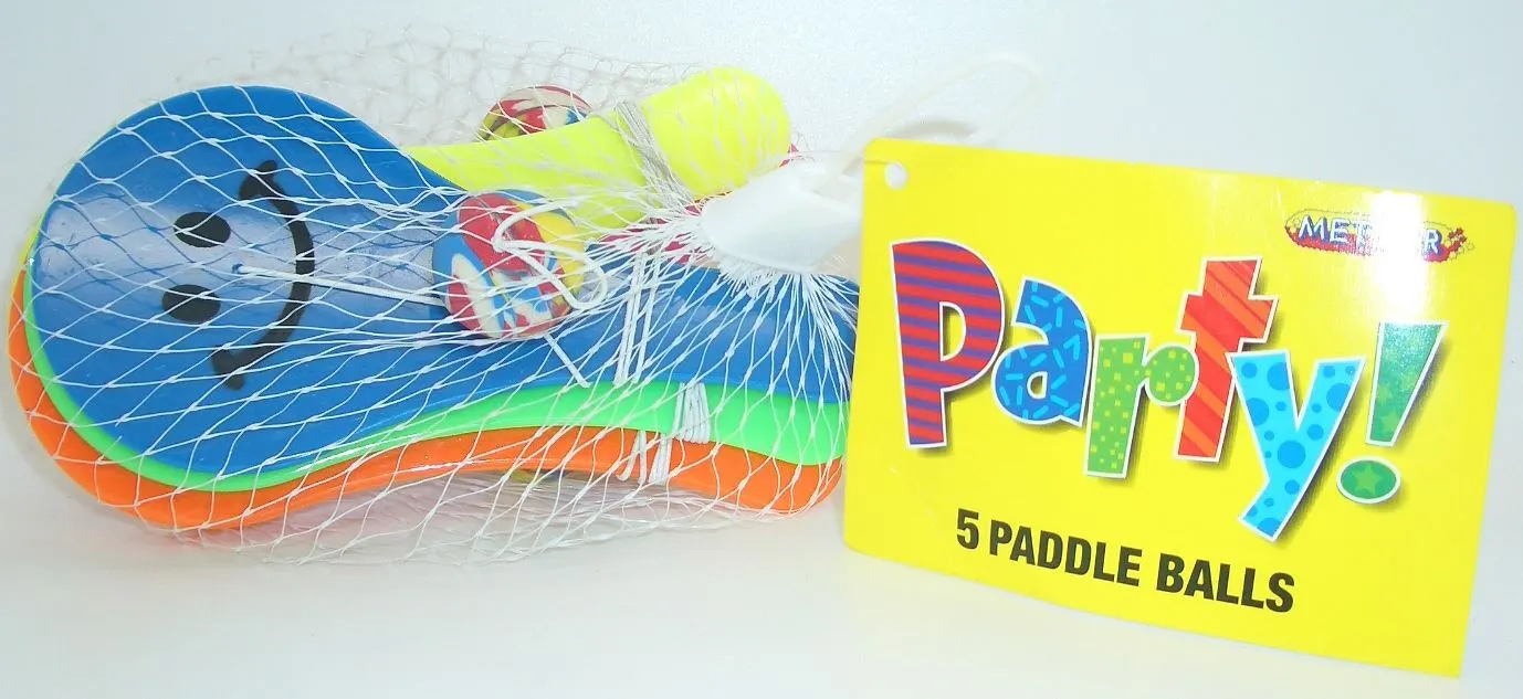 Unique 5 Smiley Paddle Balls -Net Bag 1 Unique 5 Smiley Paddle Balls -Net Bag