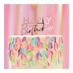 AMSCAN Mix It Up Acrylic Rose Gold Happy Birthday Cake Topper