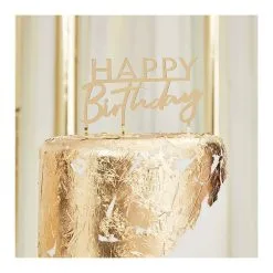 AMSCAN Mix It Up Gold Acrylic Happy Birthday Cake Topper